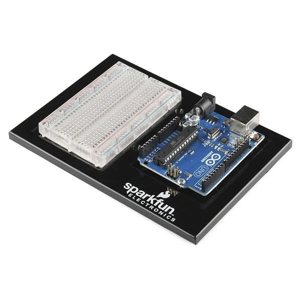 Sparkfun laikiklis su pritvirtinta Arduino Uno plokšte