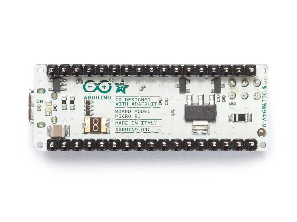 Arduino Micro valdiklio viršutinė pusė