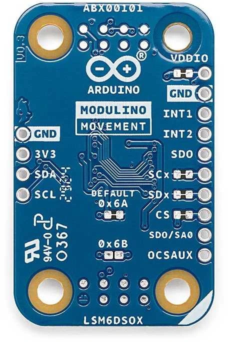 Arduino Modulino IMU plokštė su jungčių žymėjimu