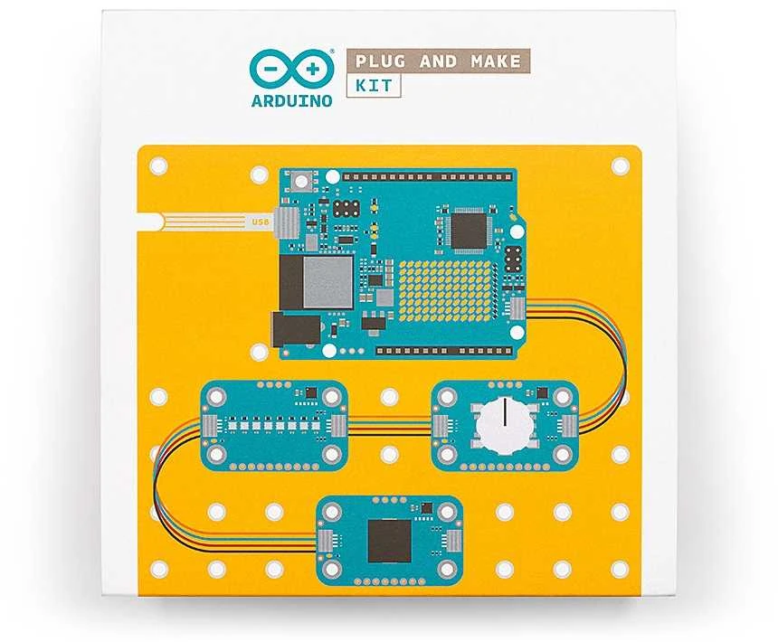 Arduino Plug and Make Kit – Arduino Uno R4 WiFi rinkinys ir 7 Qwiic moduliai – AKX00069