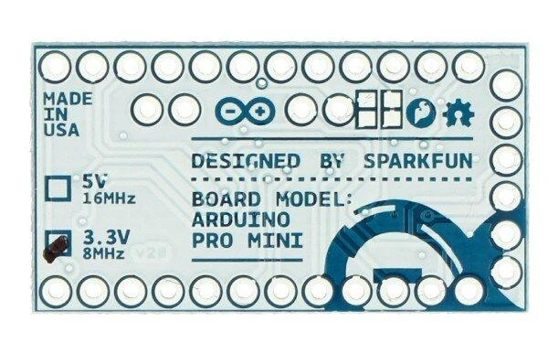 Arduino Pro Mini 3.3V 8MHz plokštės apačia