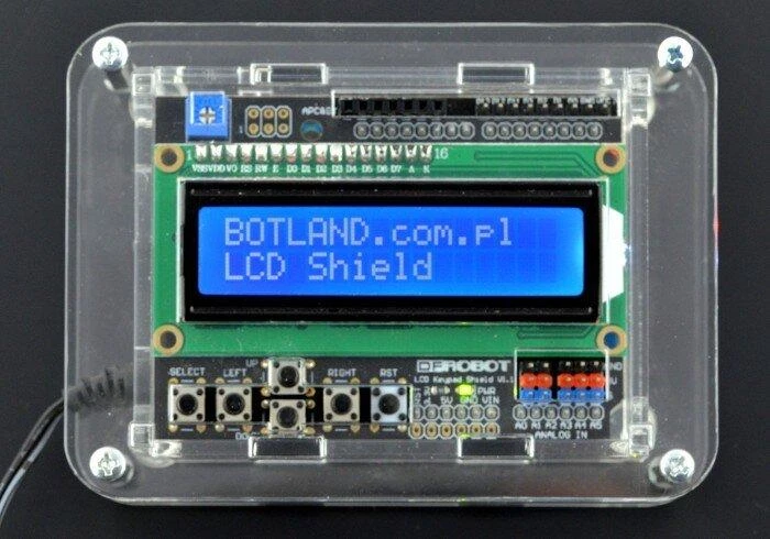 Oem Arduino Uno dėklas su vieta LCD ekrano priedėliui v1.1 - skaidrus