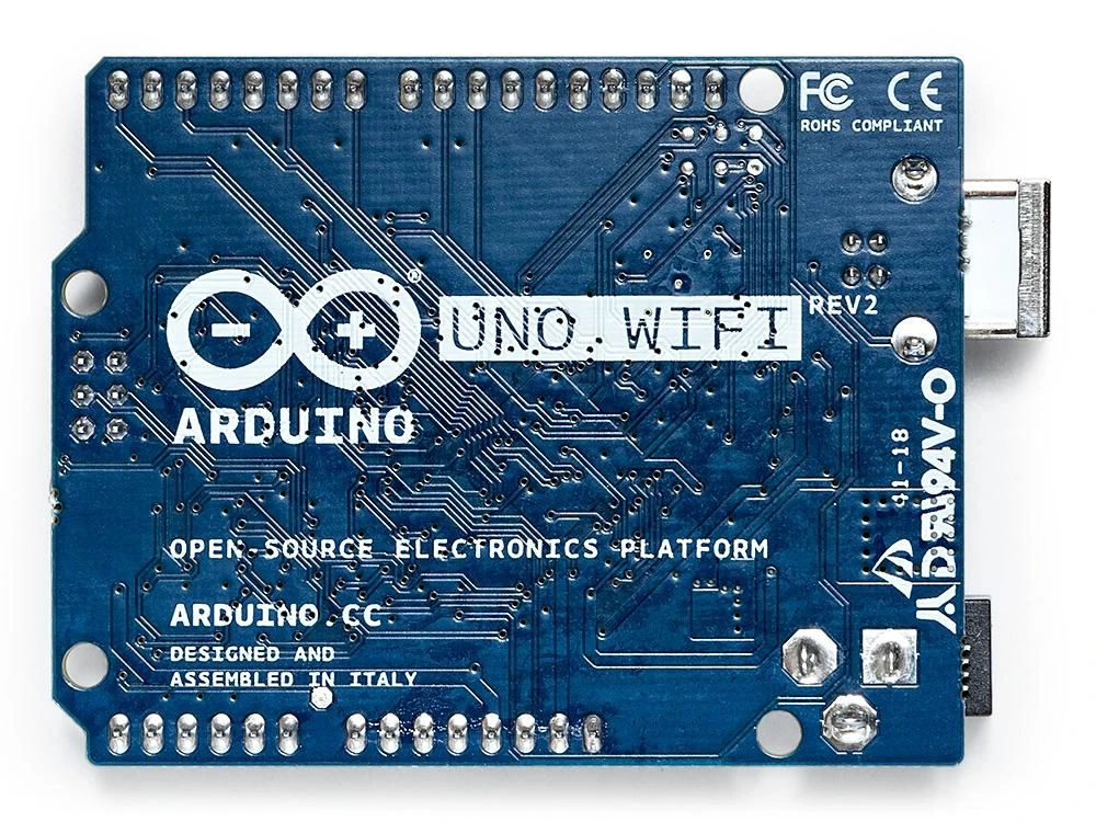 Arduino Uno WiFi Rev2 apatinė pusė