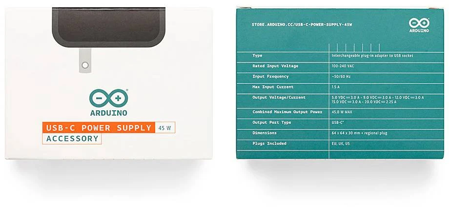 Arduino USB-C maitinimo šaltinis – oficialus 45 W USB C maitinimo šaltinis, skirtas Arduino – TPX00242