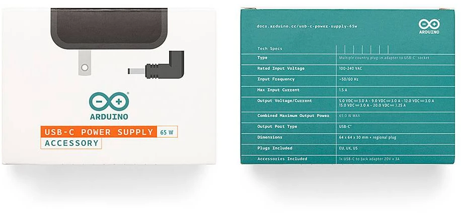 Arduino USB-C maitinimo šaltinis – oficialus 65 W USB C maitinimo šaltinis, skirtas Arduino – TPX00256