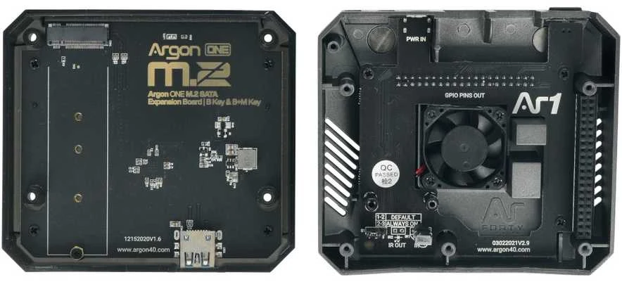 Argon40 Aliuminio dėklas Raspberry Pi 4B su ventiliatoriumi - Argon ONE M.2 - pilkas