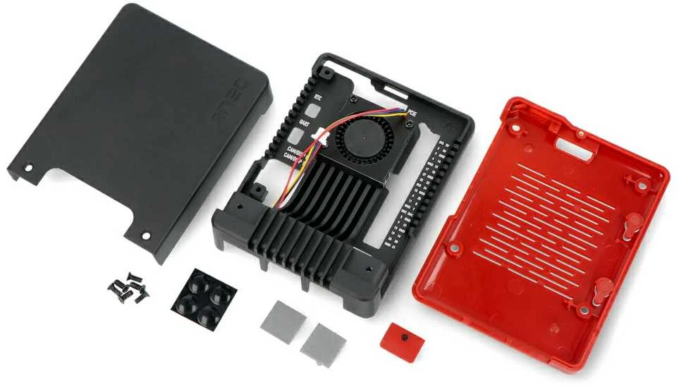 Argon40 Argon Neo 5 Bred – Raspberry Pi 5 dėklas su ventiliatoriumi – juodas ir raudonas