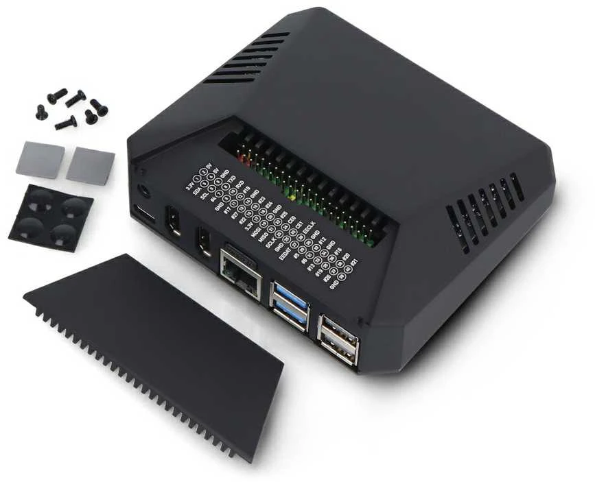 Argon40 Argon ONE V3 dėklas, skirtas Raspberry Pi 5 - su ventiliatoriumi ir radiatoriumi - aliuminis - juodas