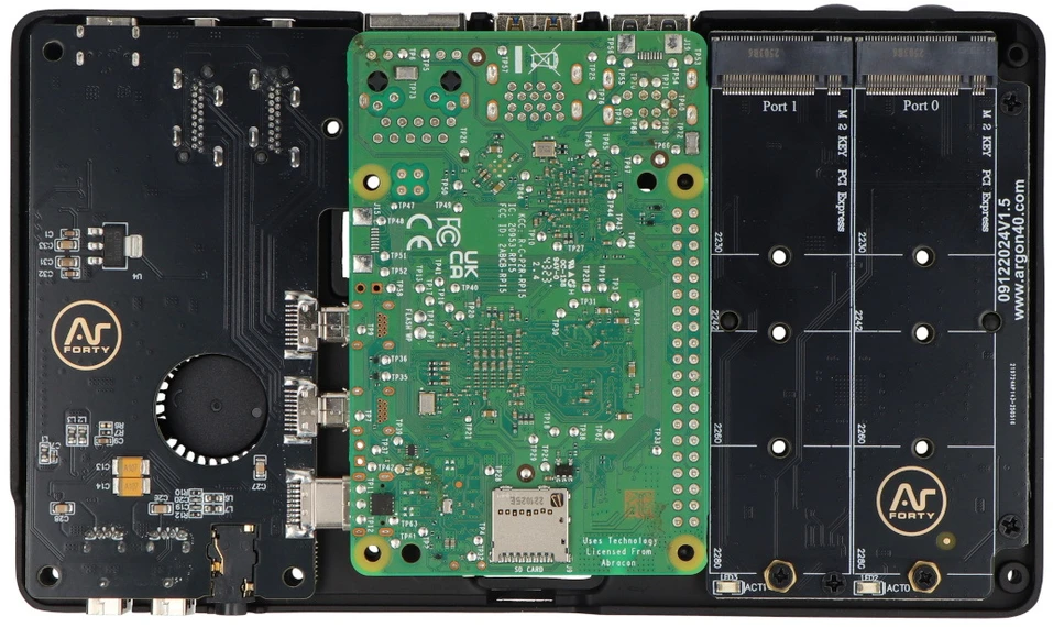 Argon40 Argon ONE V5 – aliuminio korpusas, skirtas Raspberry Pi 5 su aušinimu ir 2 NVMe
