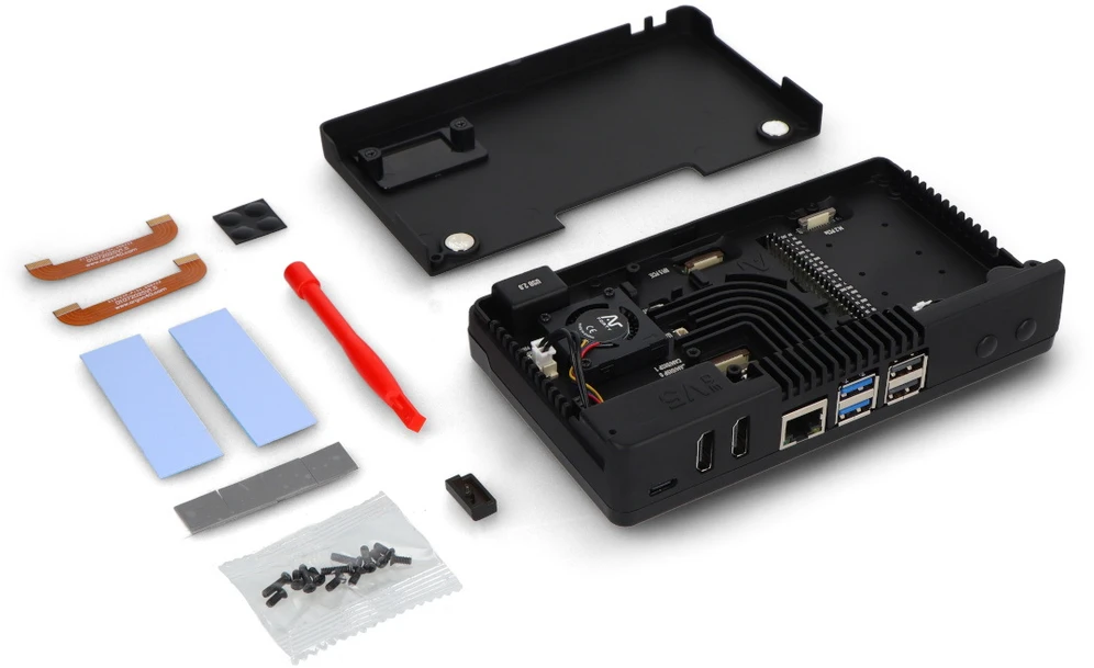 Argon40 Argon ONE V5 – aliuminio korpusas, skirtas Raspberry Pi 5 su aušinimu ir 2 NVMe