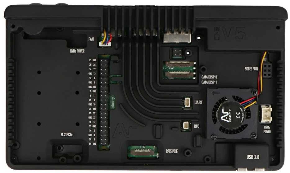 Argon40 Argon ONE V5 dėklas Raspberry Pi 5 - su ventiliatoriumi ir radiatoriumi - aliuminis - juodas