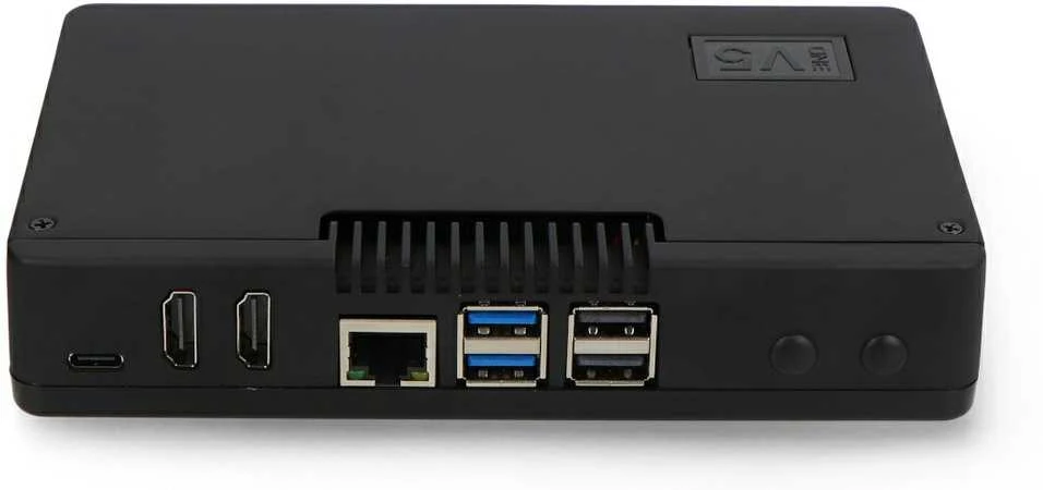 Argon ONE V5 Raspberry Pi 5 dėklas – galinių jungčių vaizdas