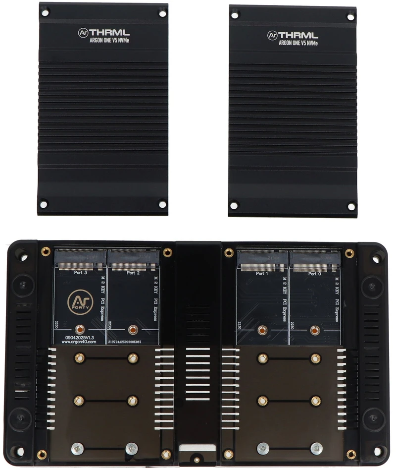 Argon40 Argon ONE V5 Quad M.2 NVMe – išplėtimo plokštė, skirta Raspberry Pi 5
