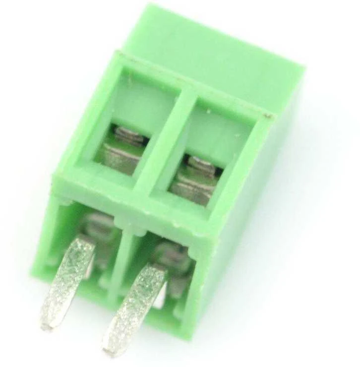 ARK 2 kontaktų 2.54mm jungtis, žalias korpusas