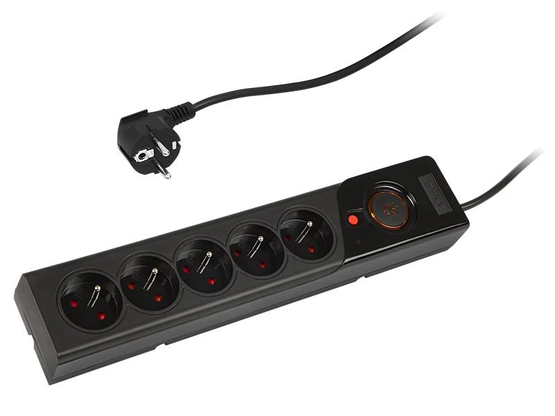 ARMAC Surge Protector Z5 5m 5x prancūziški lizdai 10A kabelių laikiklis juodas