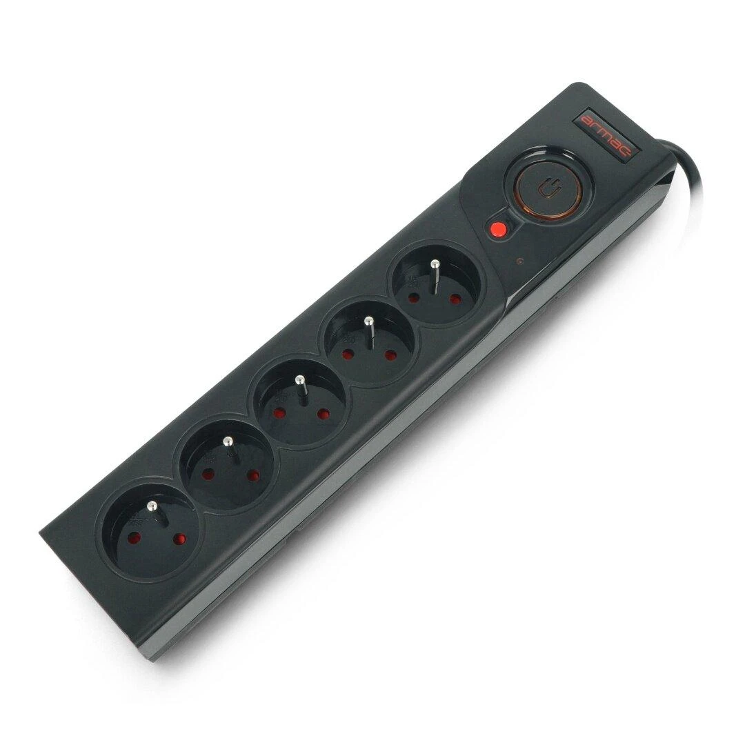 ARMAC Surge Protector Z5 3m 5x prancūziški lizdai 10A kabelių laikiklis juodas