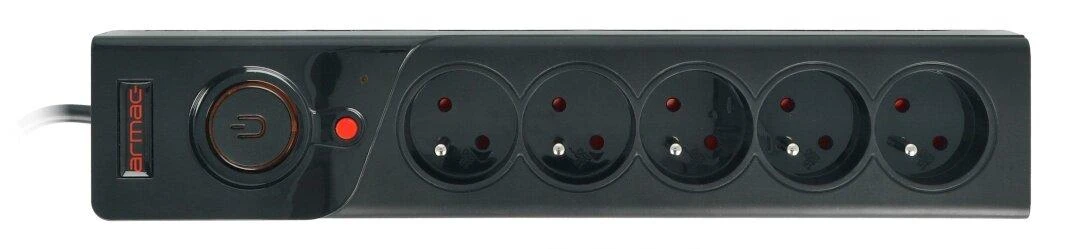 ARMAC Surge Protector Z5 3m 5x prancūziški lizdai 10A kabelių laikiklis juodas