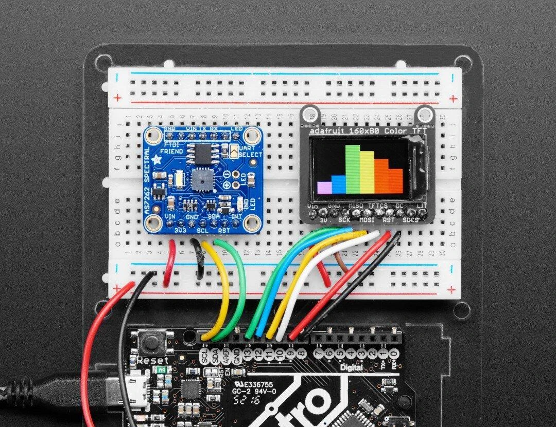 AS7262, 6 kanalų matomos šviesos / spalvų spektro jutiklis, Adafruit 3779