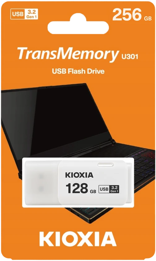 USB Atmintinė - Kioxia TransMemory U301, 128 GB, Balta