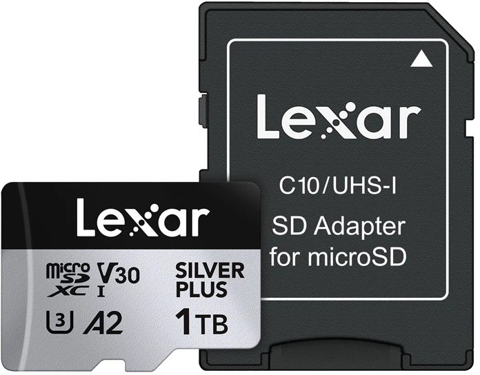 „Lexar“ didelio našumo „Sidabrinis Plus Micro SDXC 1 TB“ atminties kortelė + adapteris