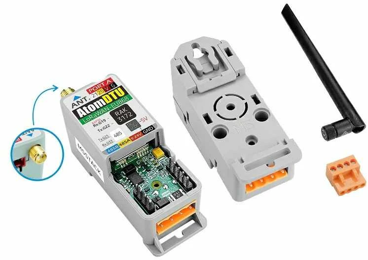 Atom DTU LoRaWANEU868 – LoRaWAN ryšio modulis su antena – STM32WLE5 – skirtas M5Atom kūrimo moduliams – M5Stack A152-EU868