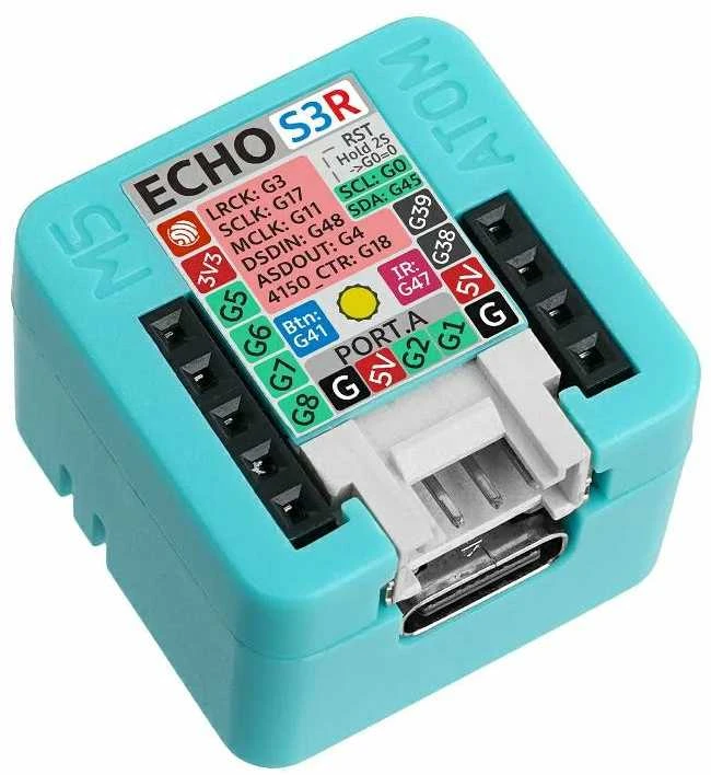M5Stack Atom EchoS3R modulis su pinout schema