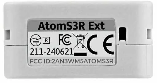 AtomS3R Ext kūrimo modulis – galinė pusė su specifikacijomis