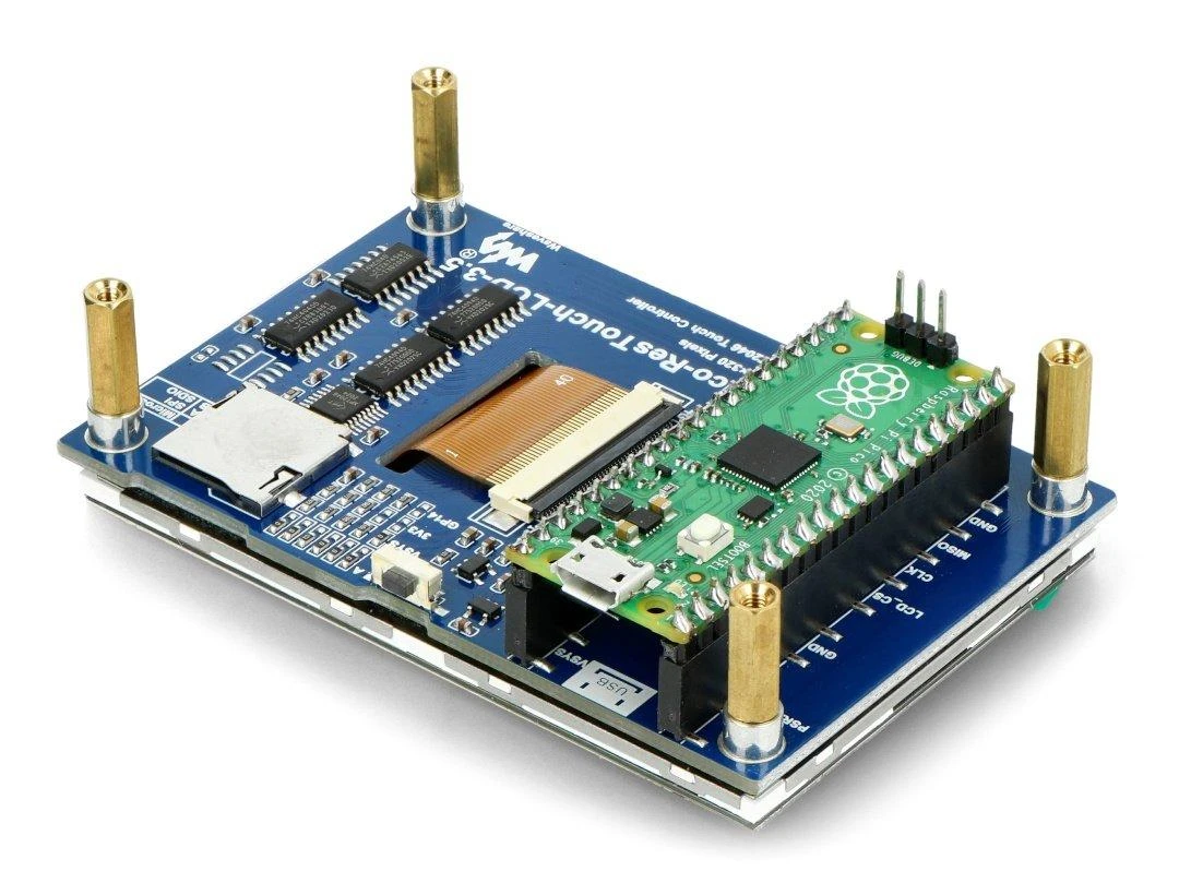 Atsparus jutiklinis LCD IPS ekranas 3.5" 480x320px, SPI, 65K RGB, skirtas Raspberry Pi Pico, Waveshare 19907