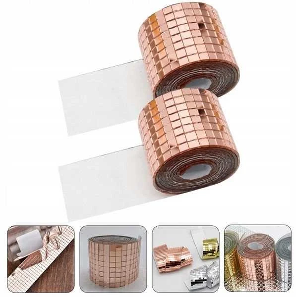Oem Auksinė stiklo mozaika – ritinėlis 100x4cm 1mm – lipnus 3D mozaikos lipdukas