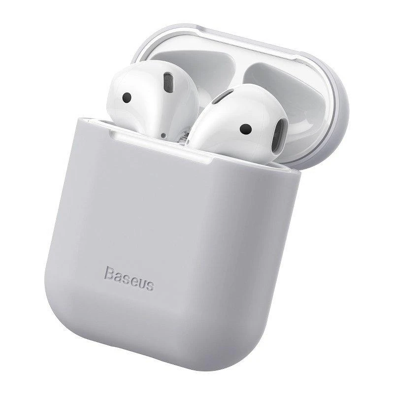 Baseus Super Thin Silica Gelinis Dėklas AirPods 1/2 - Pilkas