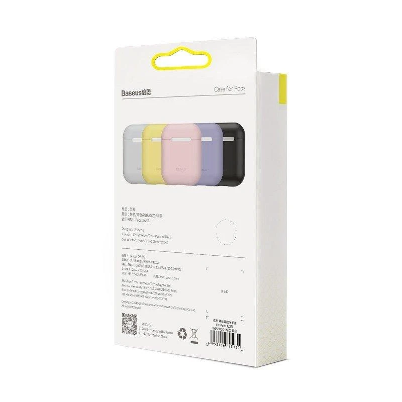 Baseus Super Thin Silica Gelinis Dėklas AirPods 1/2 - Pilkas
