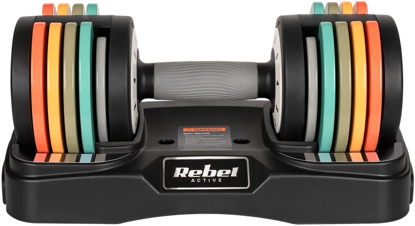 Automatiškai reguliuojami ketaus hanteliai, 2 x 10 kg rinkinys, 1kg žingsniai, REBEL ACTIVE