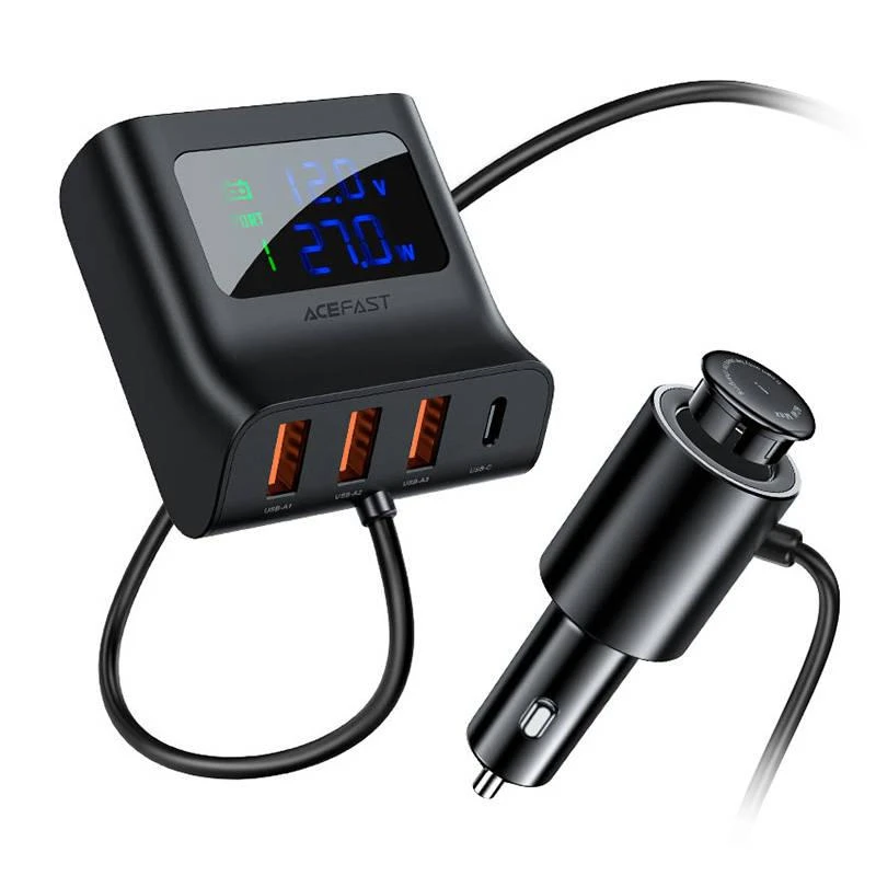 Automobilinis įkroviklis Acefast B8 90W Car HUB 3xUSB-A/Type-C juodas