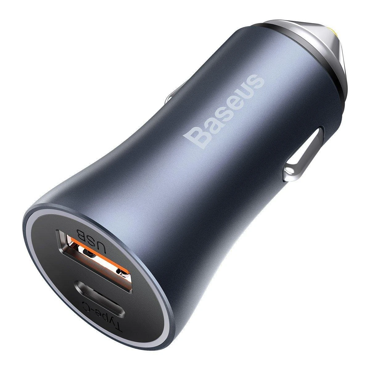 Baseus Automobilinis įkroviklis 40W 12-24V USB + USB-C QC4+ PD3.0 SCP FCP AFC, pilkas
