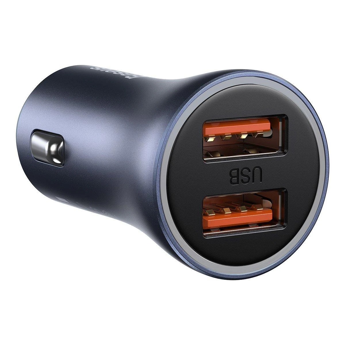 Baseus Automobilinis įkroviklis 40W 12-24V 2xUSB QC4.0 SCP FCP AFC su USB-C 1m laidu, pilkas