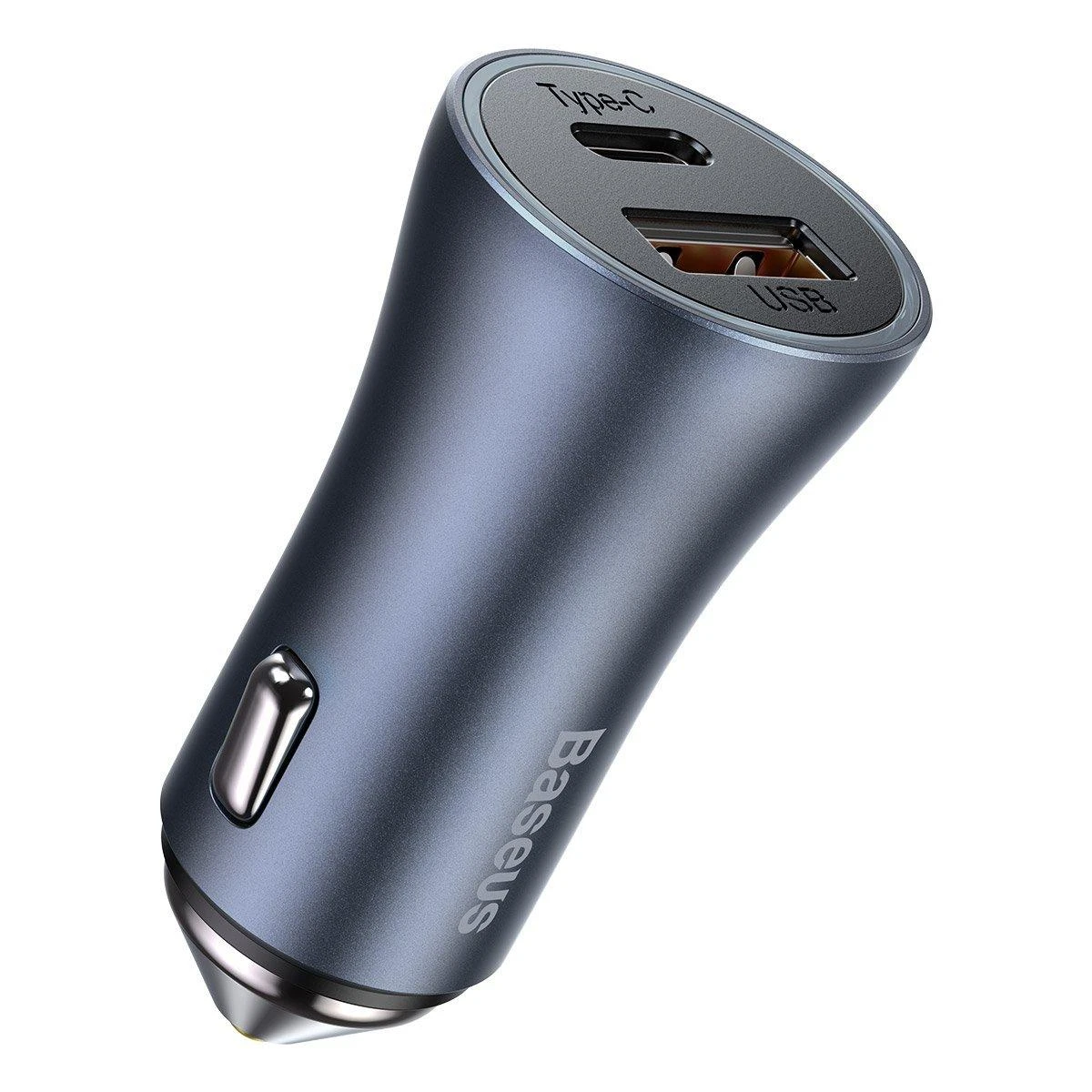 Baseus Automobilinis įkroviklis 40W 12-24V USB + USB-C QC4+ PD3.0 SCP FCP AFC, pilkas