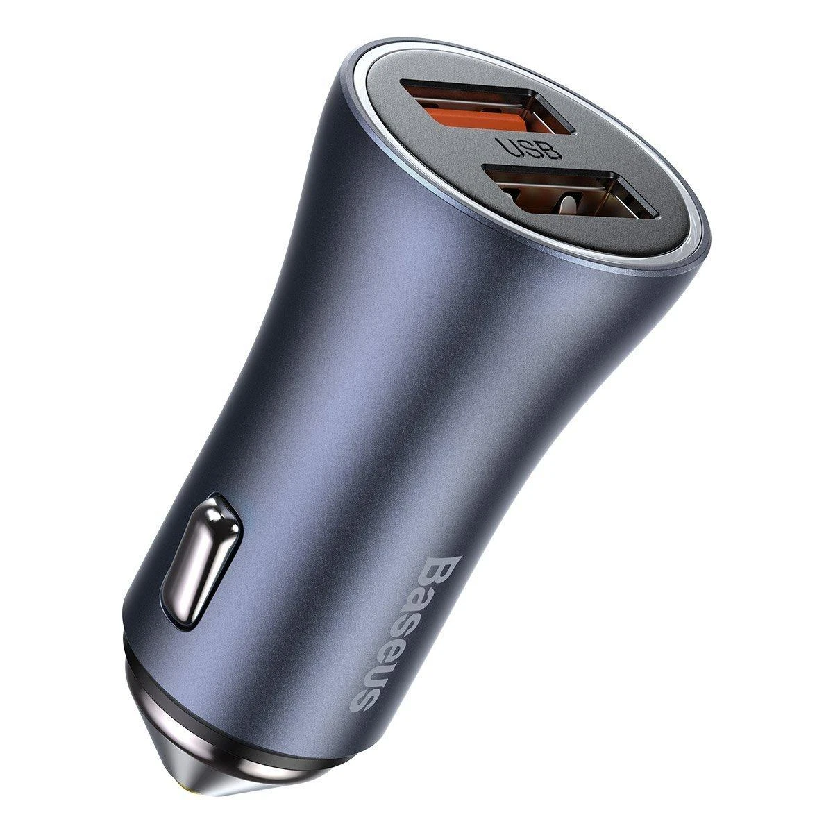 Baseus Automobilinis įkroviklis 40W 12-24V 2xUSB QC4.0 SCP FCP AFC su USB-C 1m laidu, pilkas