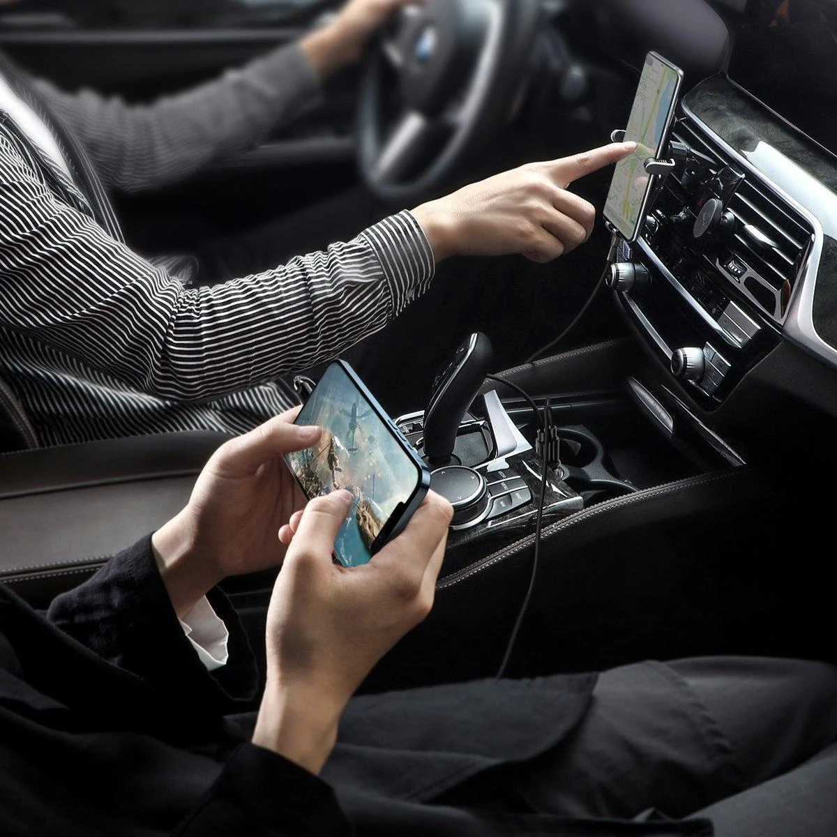 Automobilinis įkroviklis Baseus Grain Pro 2x USB 4.8A - Juodas
