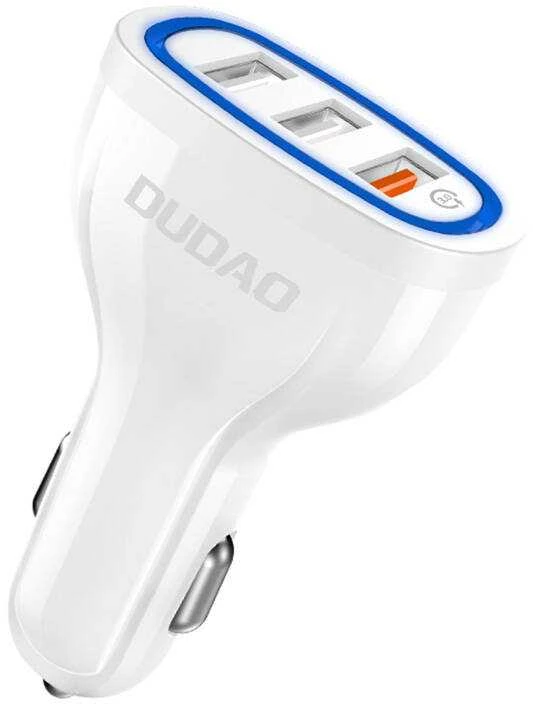 Automobilinis įkroviklis Dudao R7S, 3x USB, 18W (baltas)