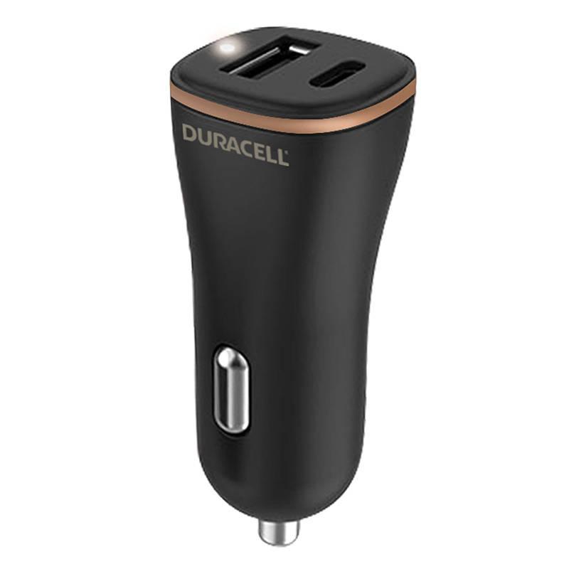 Automobilinis įkroviklis USB, USB-C 27W Duracell (juodas)