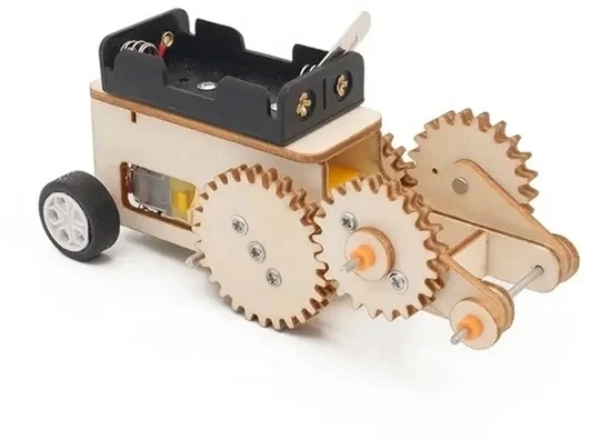 Automobilis su pavaromis - pasidaryk pats - medinis edukacinis žaislas