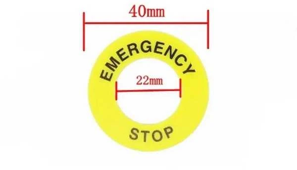 Oem AVARINIO STOP etiketė - 40 mm - Įspėjamasis žiedas saugos mygtukui