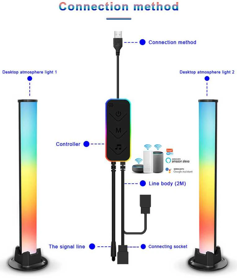 Avatto Foninio švietimo šviestuvai, išmanūs Wi-Fi, skaitmeniniai, TUYA / Smart Life
