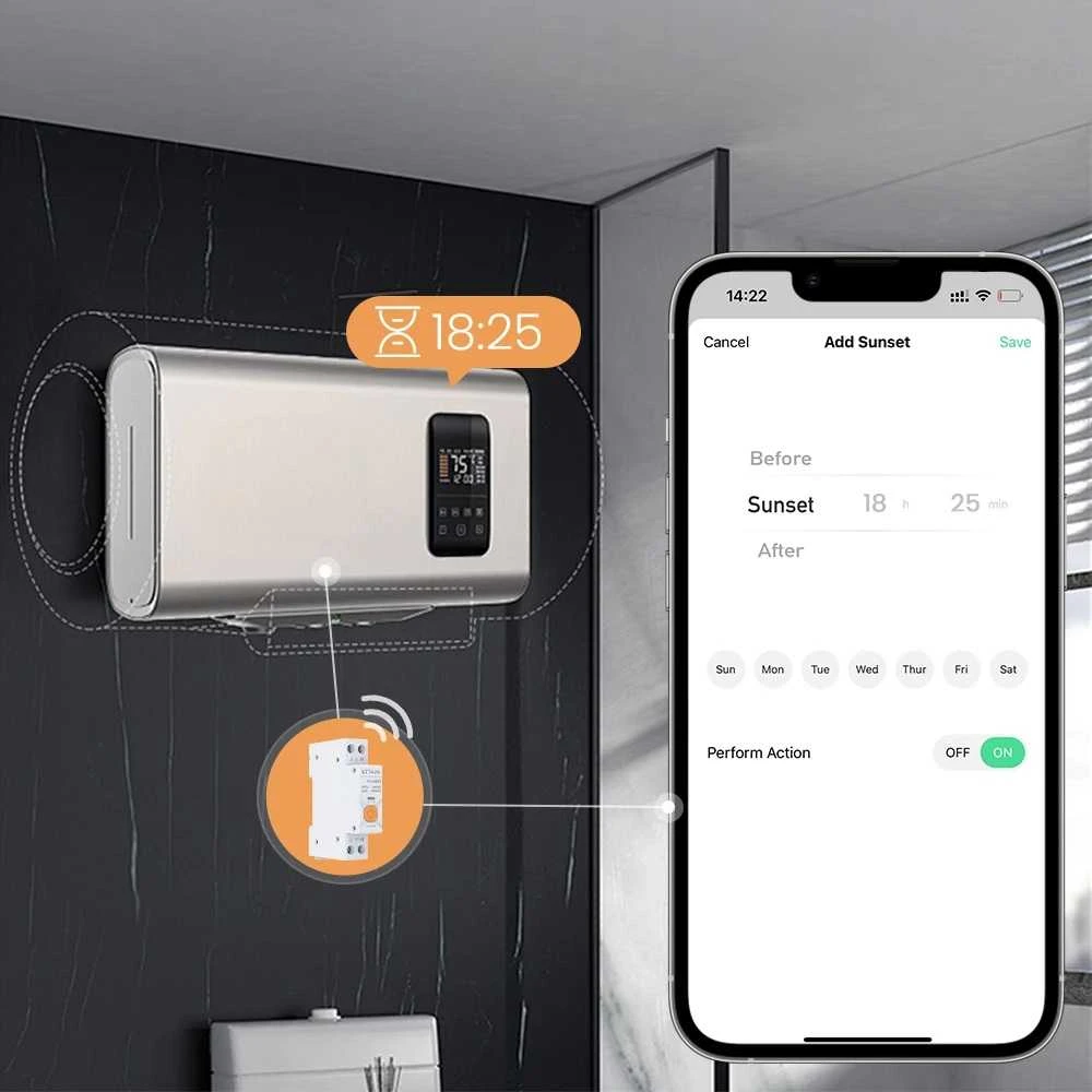 Avatto Išmani relė DIN bėgeliui 230Vac, 16A, Wi-Fi TUYA, su energijos matavimo funkcija