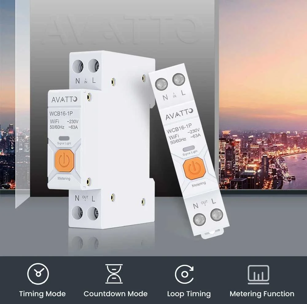 Avatto Išmani relė DIN bėgeliui 230Vac, 16A, ZigBee TUYA, su energijos matavimo funkcija