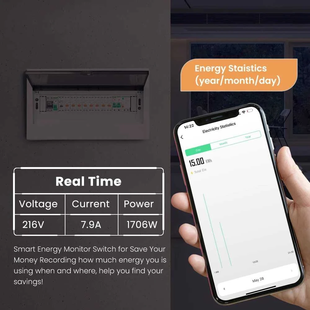 Avatto Išmani relė DIN bėgeliui 230Vac, 16A, ZigBee TUYA, su energijos matavimo funkcija