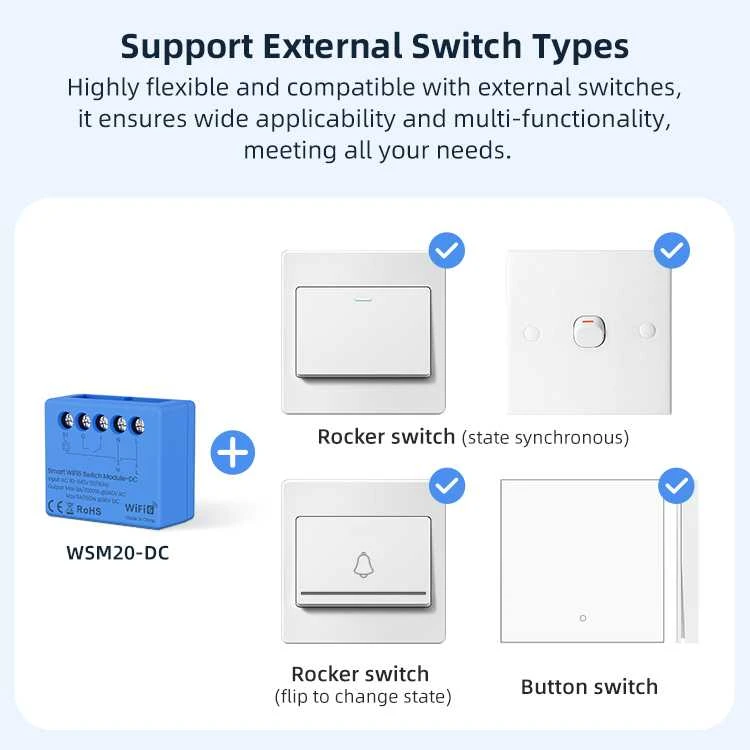 Avatto Išmani relė Wi-Fi 6, 230Vac 8A, 30Vdc 5A, MINI, su sausu kontaktu, TUYA / Smart Life