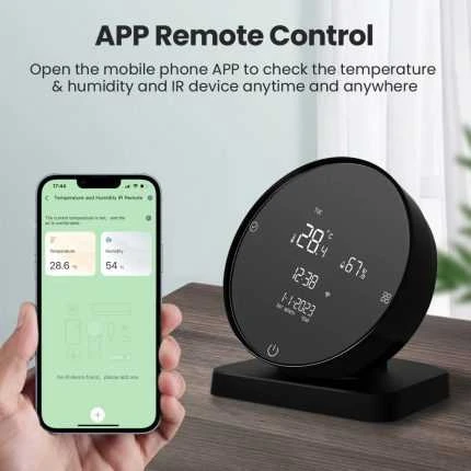 Avatto Išmani temperatūros ir drėgmės matavimo stotelė su IR bangų valdikliu kondicionieriui, Wi-Fi TUYA