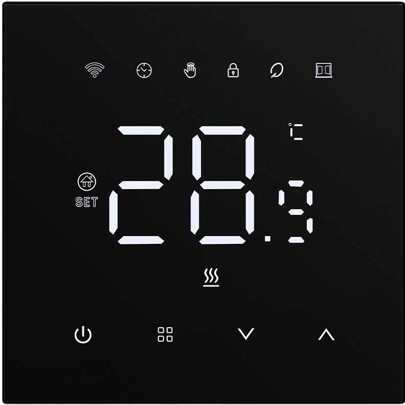Avatto Išmanus, sieninis termostatas grindų termo pavaroms 3A, 230V, Wi-Fi, juodas, TUYA / Smart Life