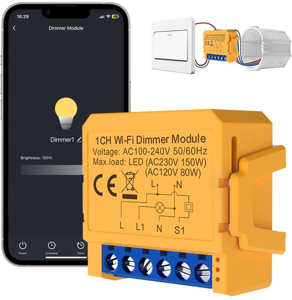 Schneider Electric Avatto Išmanusis Wi-Fi jungiklis su dimeriu TRIAC, veikia su įprastu jungikliu, 230V 150W, TUYA / Smart Life